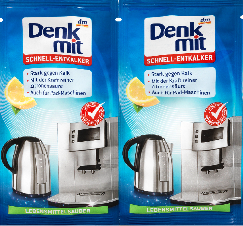 Denkmit – Bột khử cặn bám trong ấm siêu tốc đun nước, máy pha cà phê set 2 gói 50g Entkalker – hàng nhập khẩu Đức
