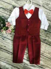 Bộ gile âu, vest bé trai – Màu đỏ đô