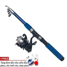 Bộ cần câu máy 2,1m kèm máy cước,phao,lưỡi,chì,chặn phao