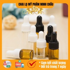 [Combo 10sp] Lọ chiết tinh dầu thủy tinh mỏng 2ml/3ml/5ml khoen đen / lọ chiết mỹ phẩm
