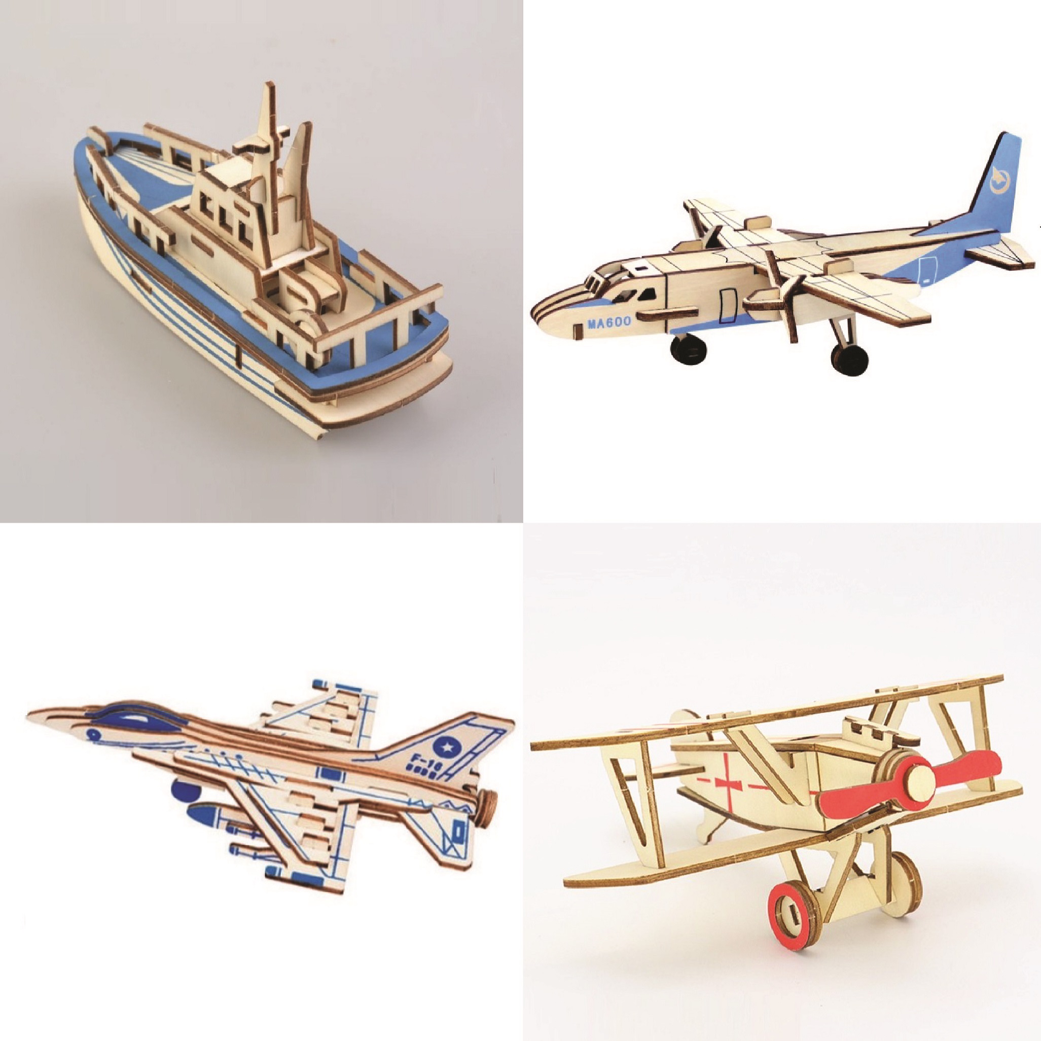 Đồ chơi gỗ lắp ráp 3D- mô hình máy bay dân dụng- 36 mảnh ghép-cắt laser