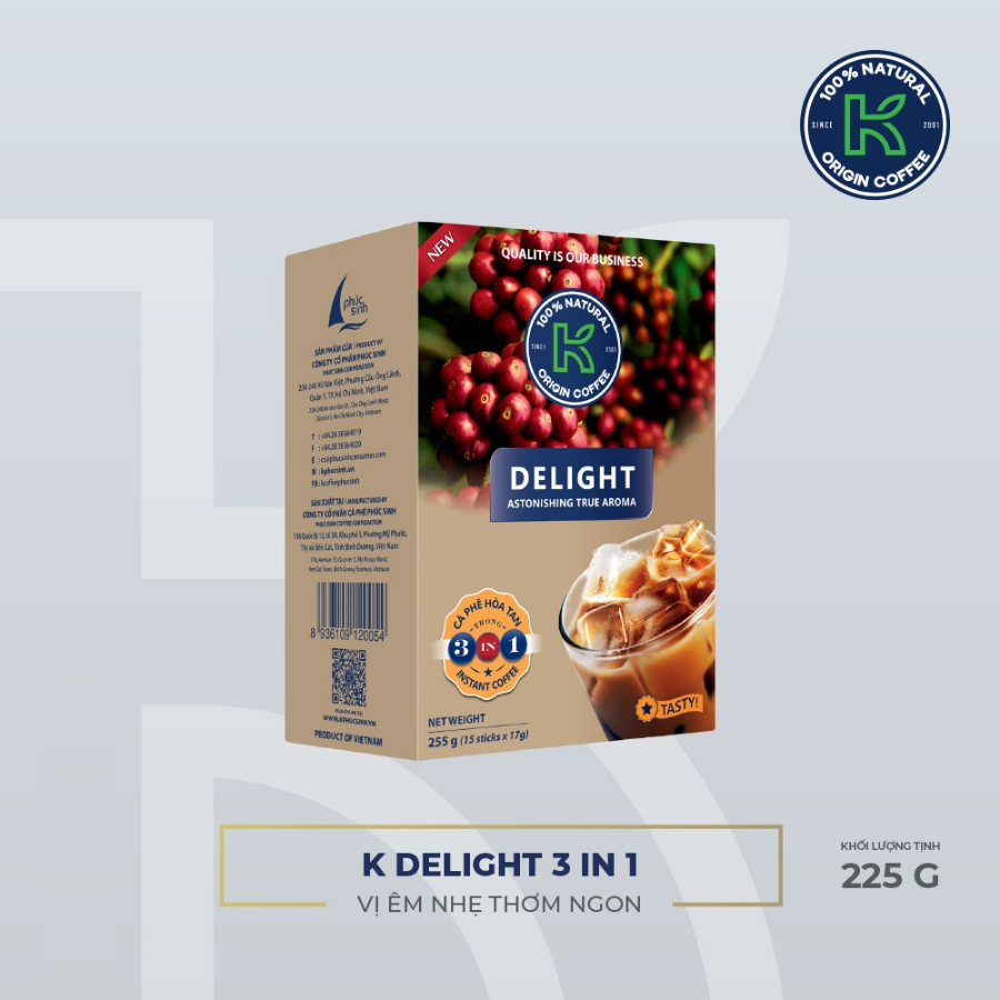 Cà Phê Hòa Tan K Coffee Delight 3in1 (255g / Hộp)