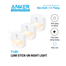 [Nhập ELJUL21 giảm 10% tối đa 200k đơn từ 99k]Bộ 3 đèn EUFY Lumi Stick-On Night Light 0.1W (by Anker) dùng pin AAA – T1301 – Đèn tự động tắt/mở theo ánh sáng môi trường dễ dàng lắp đặt và có thể dán lên bất kỳ đâu