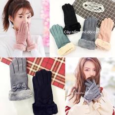 găng tay nữ:mùa đông,chất da lộn lót lông rất ấm,có cảm ứng điện thoại,chống trơn