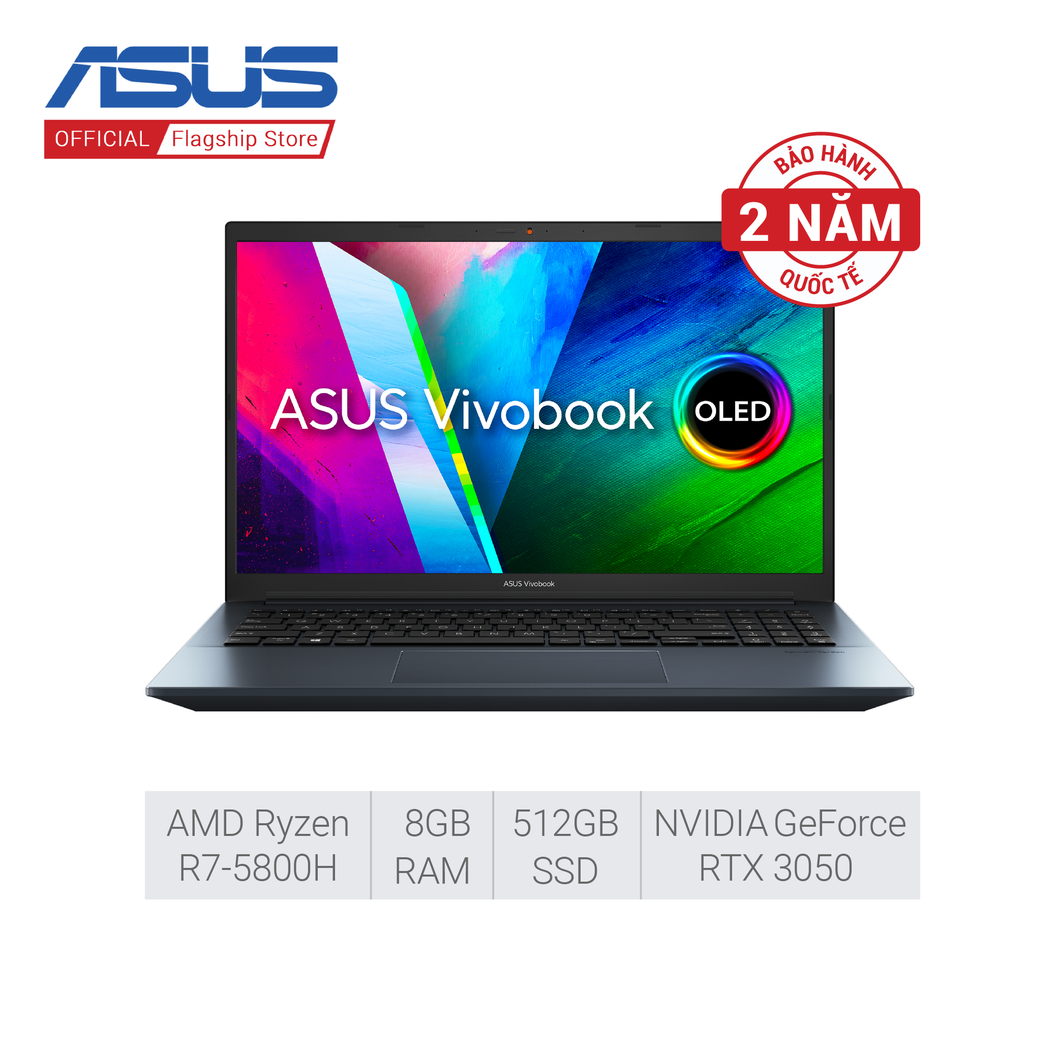 Laptop Asus Vivobook Pro M3500QC-L1105T (R5-5600/ 8GB RAM/ 512GB SSD/ RTX3050 4GB/ 15.6-inch FHD OLED/ Win10)