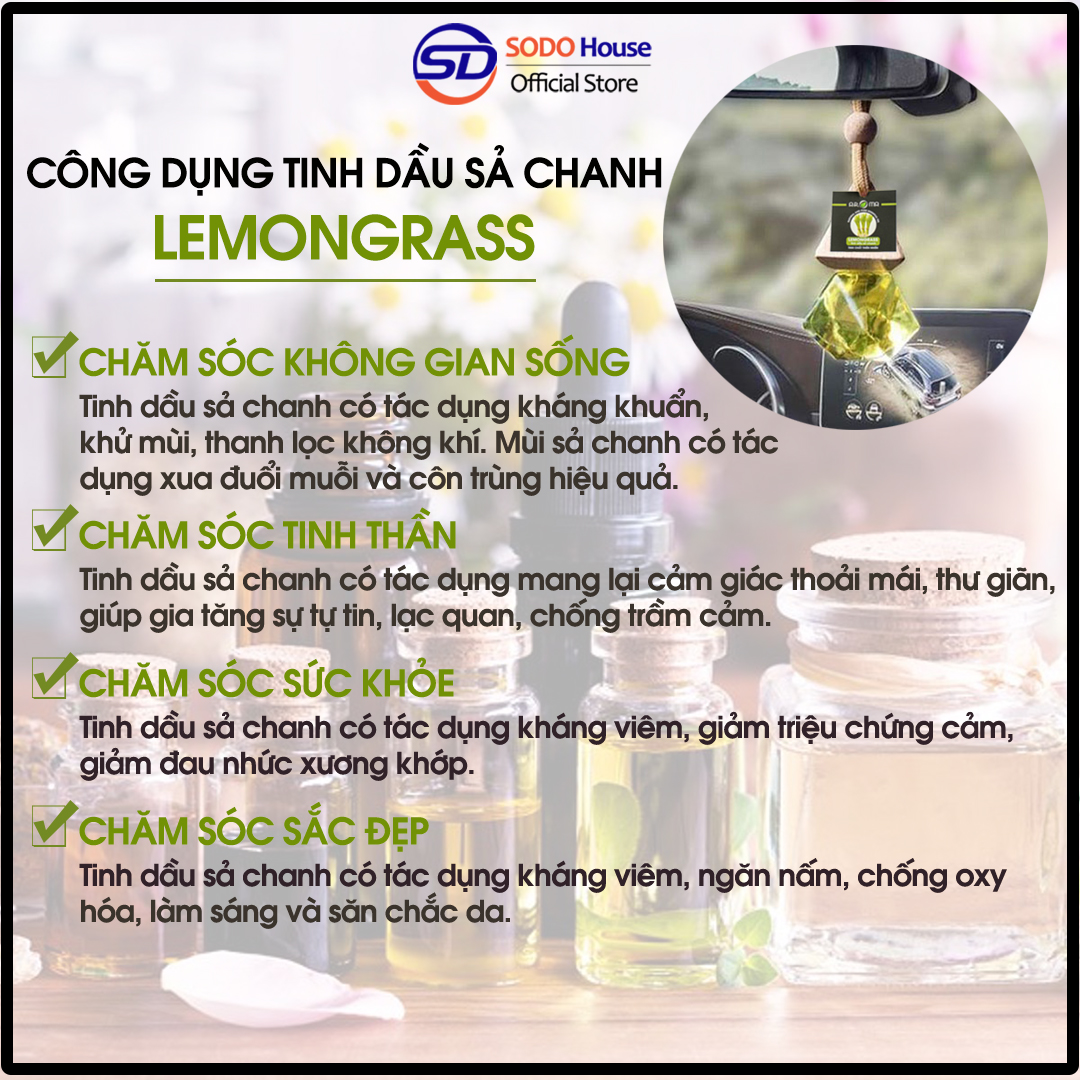 Tinh dầu Sả Chanh AROMA chai treo tự khuếch tán thiên nhiên nguyên chất loại 8ml Lemongrass