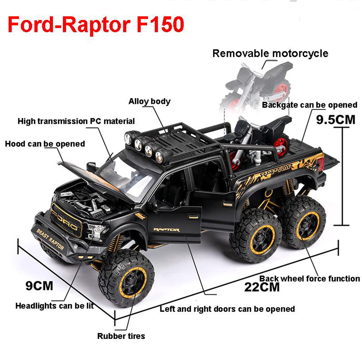 Mô Hình Xe Kim Loại Tỷ Lệ 1:24 Ford Raptor F150