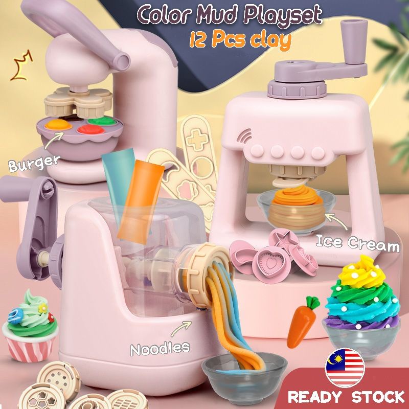 New Play Doh Clay Toys Playdough Set For Kids Pretend Playset Ice Cream Maker Mainan Budak Perempuan