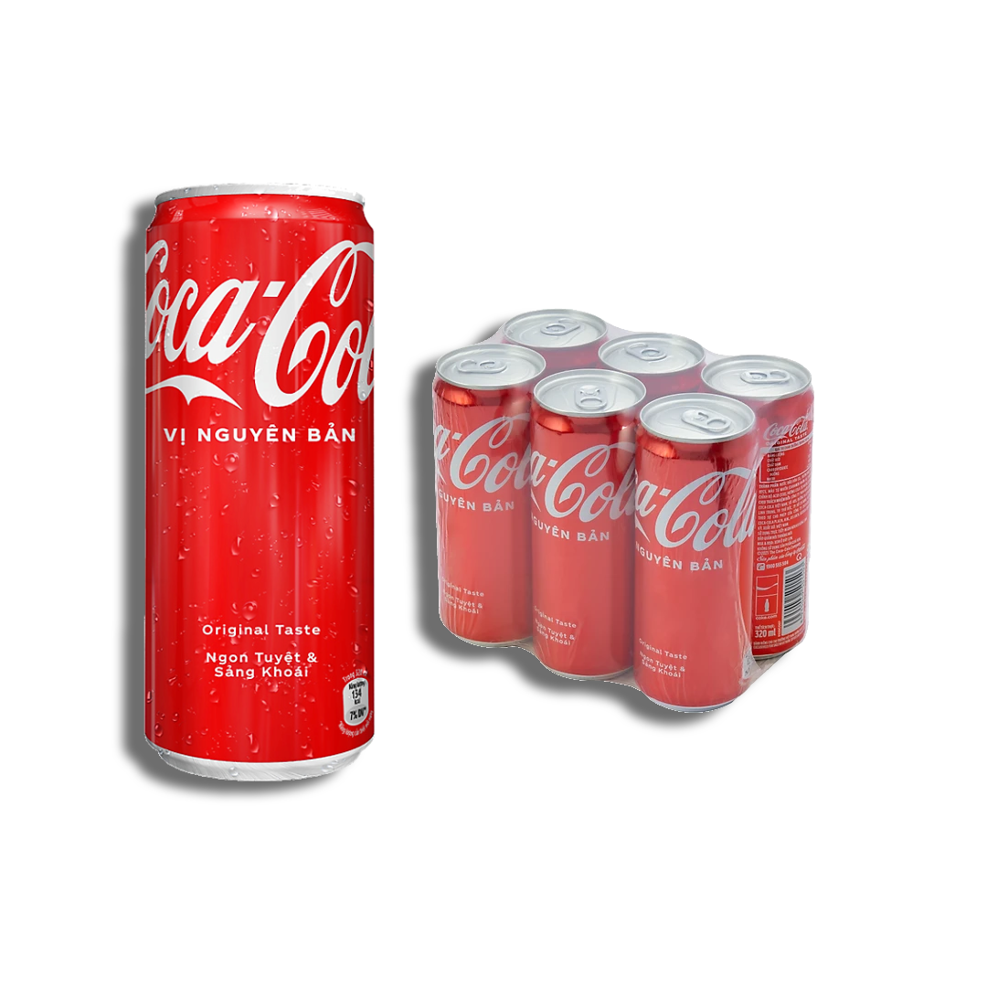 Quà tặng không bán - Lốc 6 Lon Nước Giải Khát Coca-Cola vị Nguyên Bản Original Lon 320ml