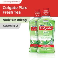 Bộ đôi Nước súc miệng Colgate Plax trà xanh 500ml