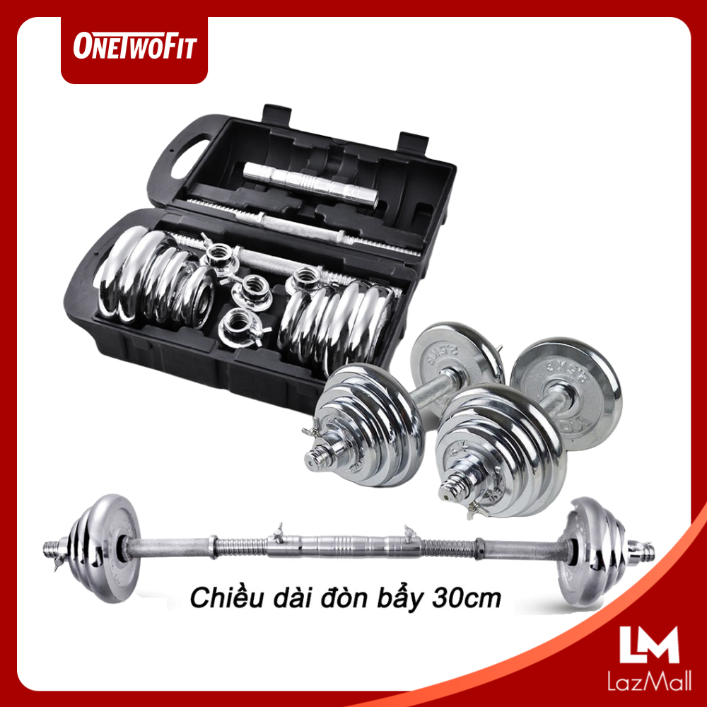 OneTwoFit tạ tập tay barbell Barbell Dumbbell Weight 20kg +30cm Barbell bar Bộ đĩa tạ tập gym 20kg OT010