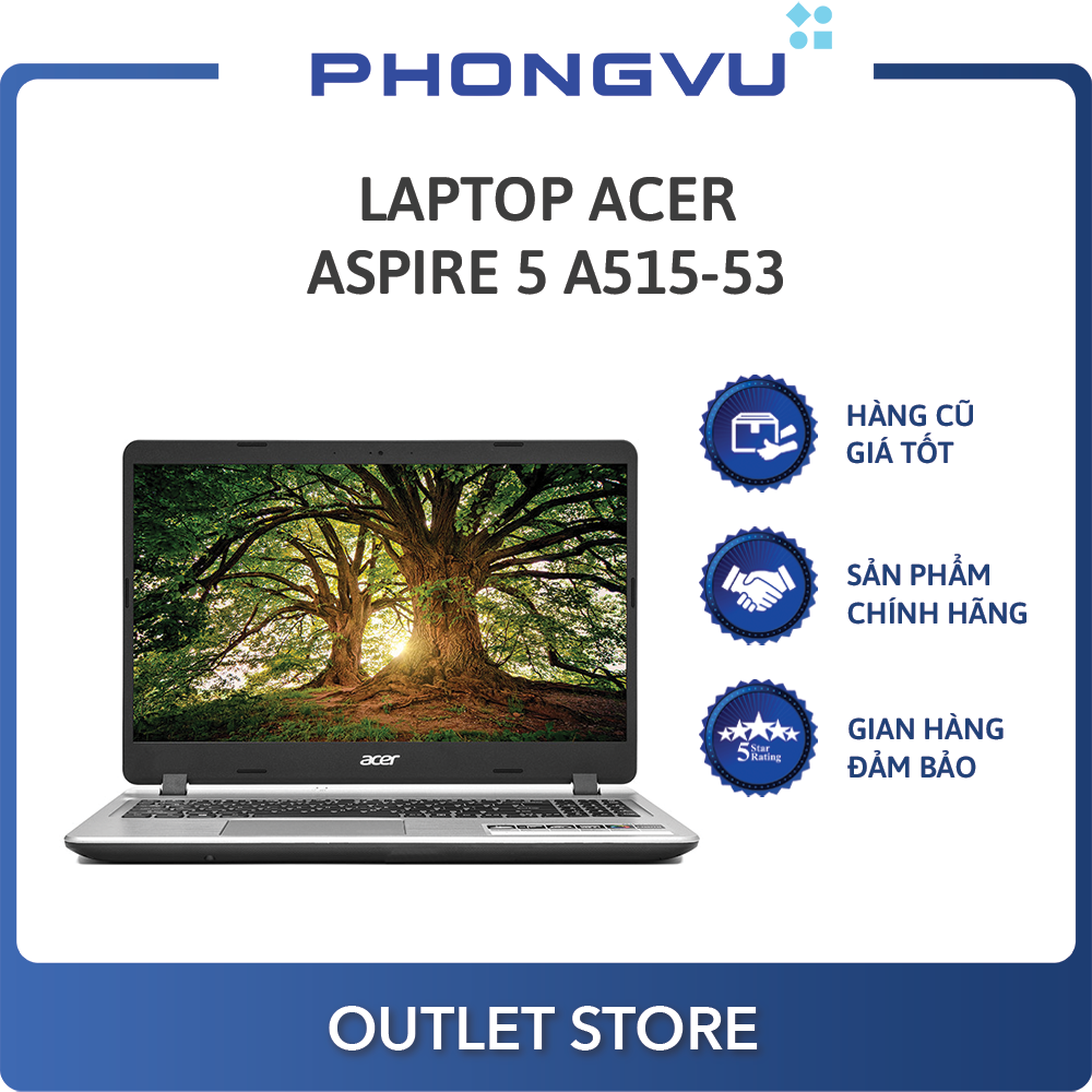Laptop Acer Aspire A515-53-3153 (NX.H6BSV.005) (i3-8145U) (Bạc) – Laptop cũ