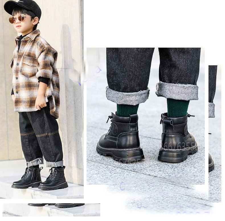Giày da trẻ em nam nữ mùa thu mùa đông phiên bản Hàn Quốc mã AJ07