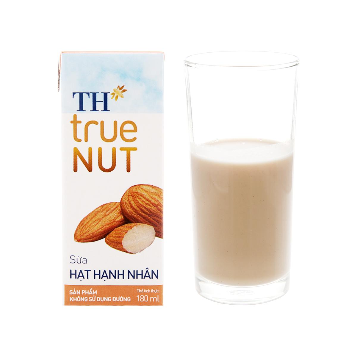 Lốc 4 hộp sữa hạt hạnh nhân TH True Milk (4 hộp x 180ml)
