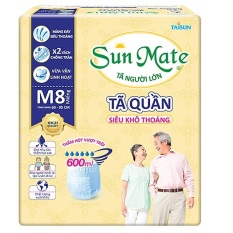 Tã quần Sunmate size M8 siêu khô thoáng (8 miếng / gói) tã quần người lớn