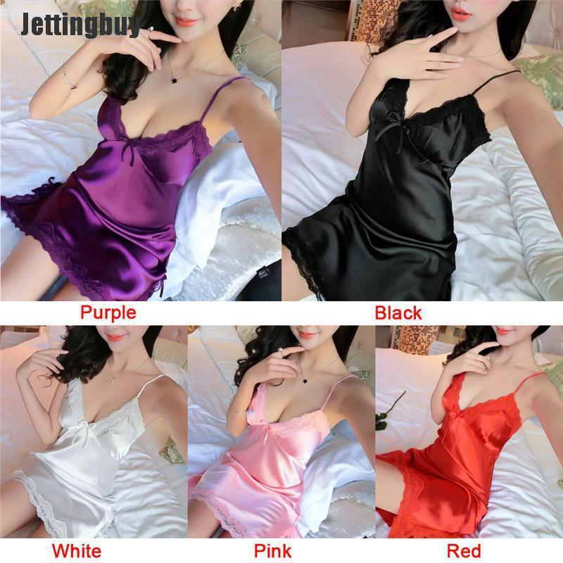 Jettingbuy Yingzi Phụ Nữ Đồ Lót Lụa Áo Choàng Váy Ngủ Váy Ngủ Sexy Đồ Ngủ