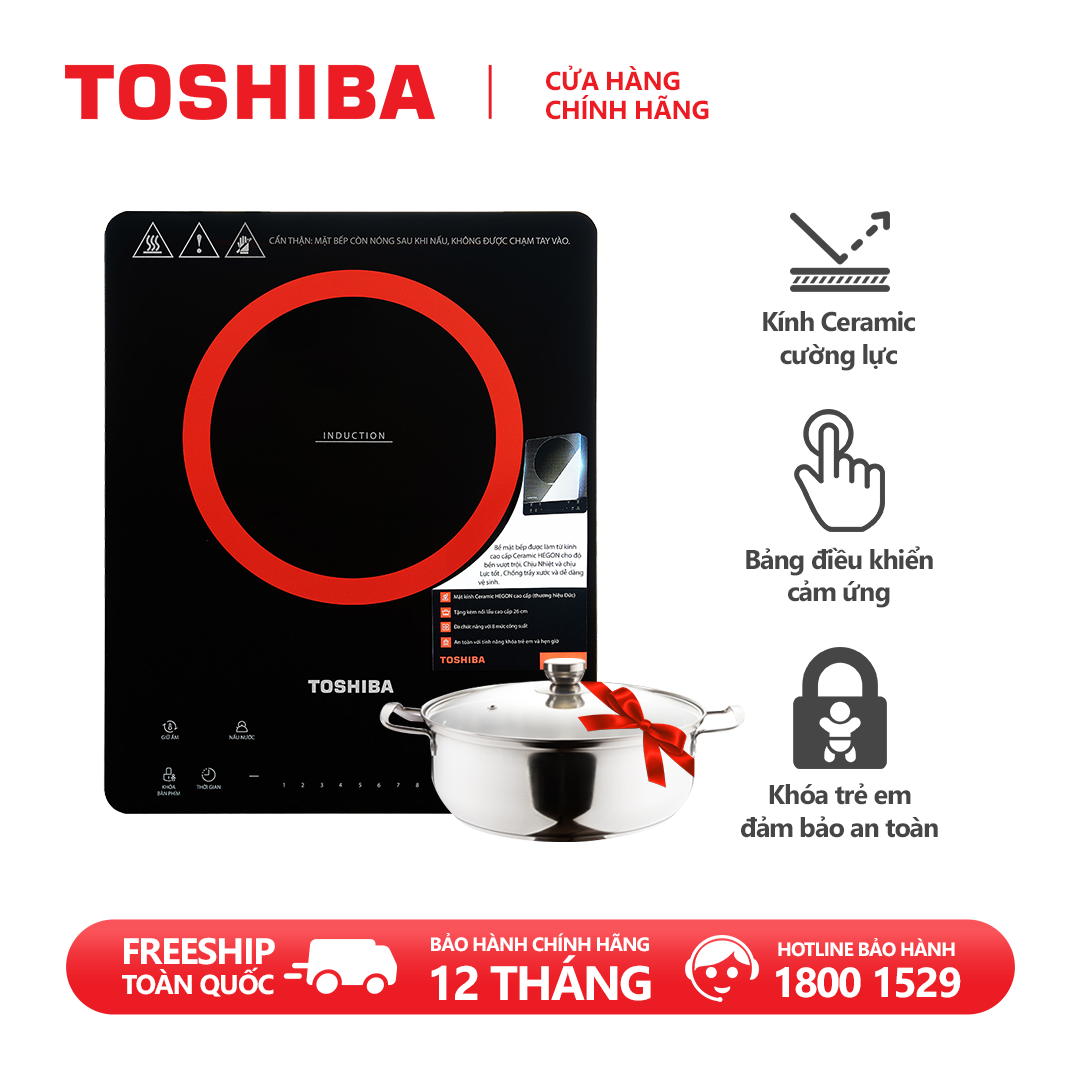 Bếp Điện Từ Toshiba IC-20S2PV – Cảm ứng, tặng Nồi Lẩu Inox cao cấp 2 lớp, 4 chế độ nấu – Hàng chính hãng bảo hành 12 tháng, chất lượng Nhật Bản