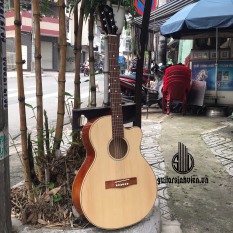 Đàn guitar acoustic cho người mới – Kèm 7 phụ kiện – Bảo hành 1 năm – Aciton thấp dễ tập – Đàn thiết kế dây sắt chơi được đệm và solo