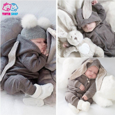 Body dài tay cotton, body tai thỏ đáng yêu cho bé Áo liền quần cho bé trai bé gái Hàng Quảng châu xuất Nhật SL12