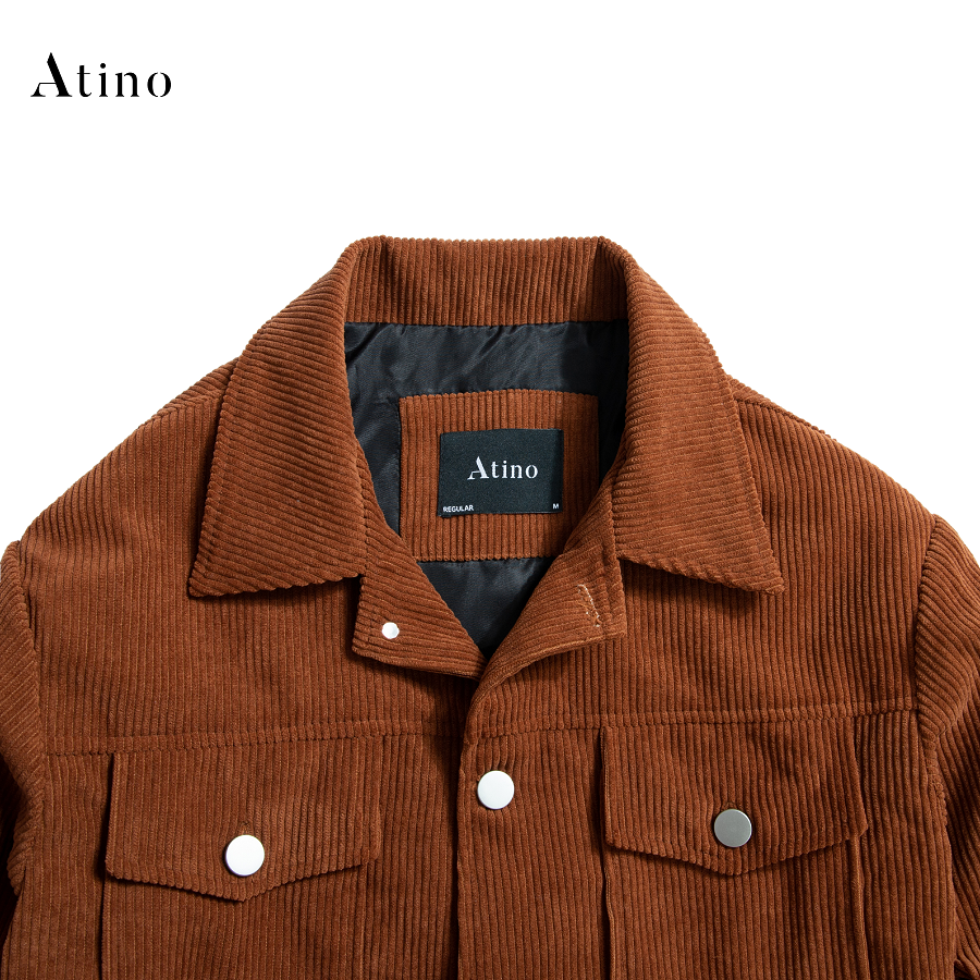 Áo khoác nam NUTA ATINO phong cách retro vải nhung tăm lót gió dáng cổ điển form regular AD0301