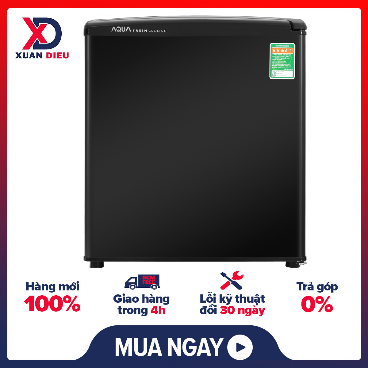 [HCM]Tủ lạnh Aqua 50 lít AQR-D59FA(BS) – Tiết kiệm điện nhờ công nghệ làm lạnh trực tiếp. Có khả năng làm đông thực phẩm với ngăn đá riêng biệt. Nút vặn điều chỉnh nhiệt độ dễ thao tác.