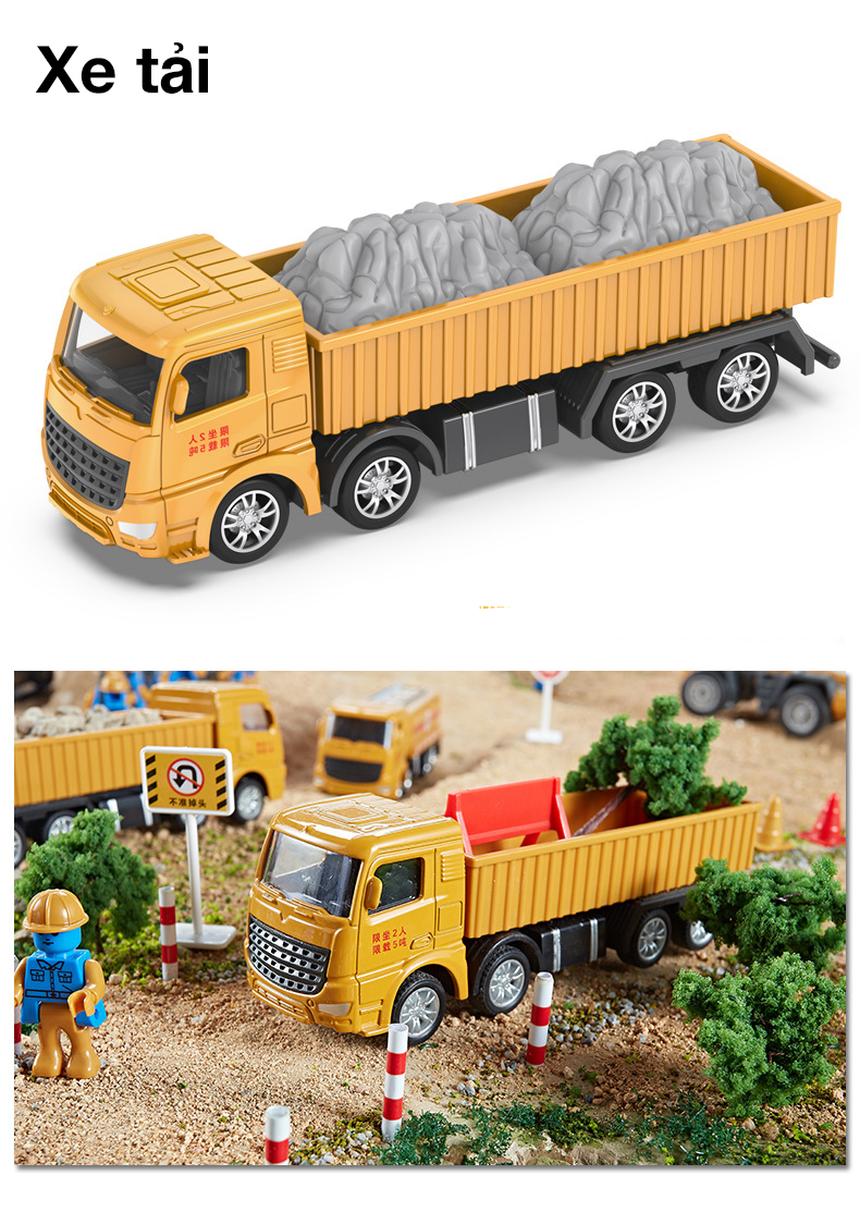 Xe mô hình đồ chơi trẻ em xe tải chở đồ KAVY hơp kim sắt và nhựa nguyên sinh an...