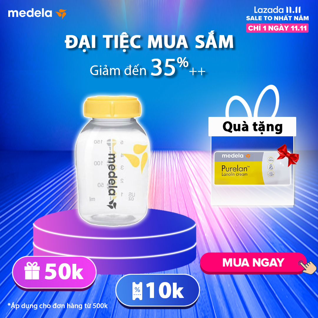Bình cho bú │ Bình trữ sữa 150ml – an toàn khi để tủ đông hoặc tủ lạnh – Hàng phân phối chính thức Medela Thụy Sĩ tại Việt Nam