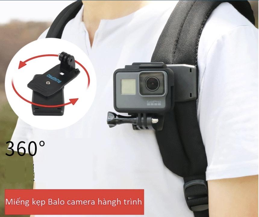 Bộ kẹp balo quay phim dành cho các dòng camera hành trình Gopro, SJcam, Xiaomi, Eken, phụ kiện camera hành...
