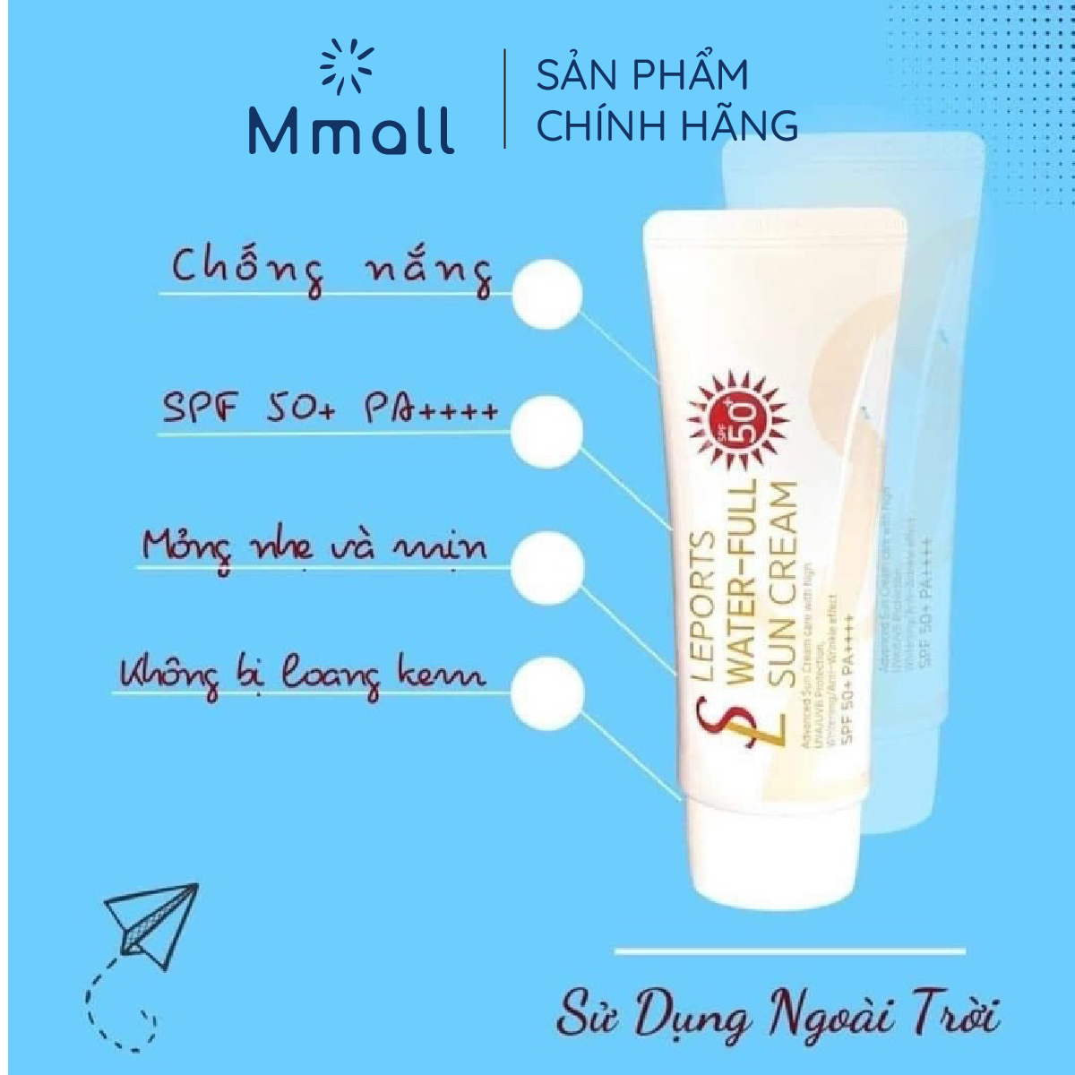 Kem chống nắng nâng tông Smile Leader Sun Cream SPF50+ PA++++ UVA/UVB Hàn Quốc SL chính hãng tuýp 60ml