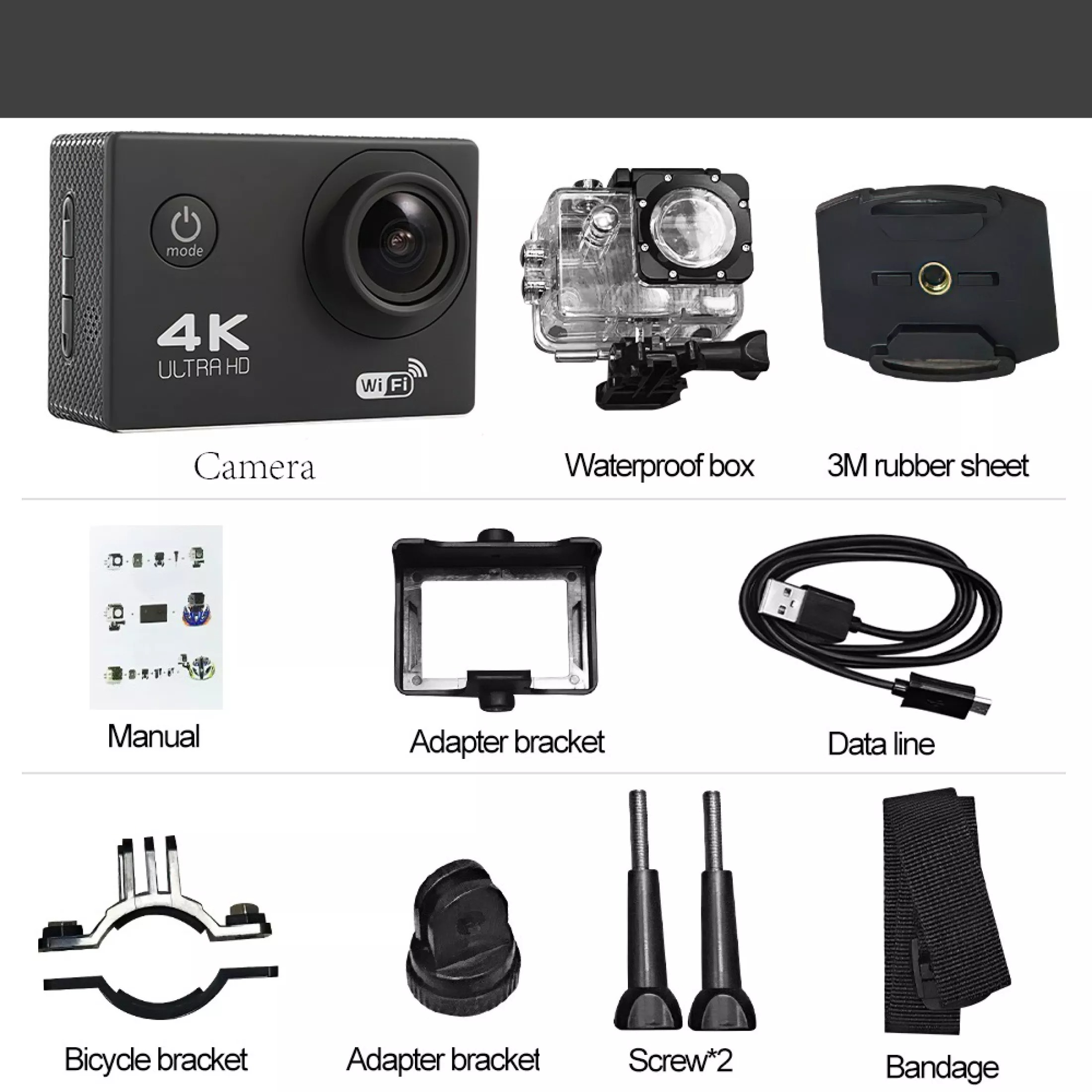 Camera hành trình chống nước chống rung 4K 16M SPORT Ultra HD DV, kết nối wifi ( Goplus Cam), góc...