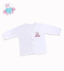 Áo cài giữa tay dài sơ sinh trắng