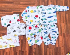 5 bộ dài in kín cài vai bé trai/bé gái 4-14kg (size 2-6)