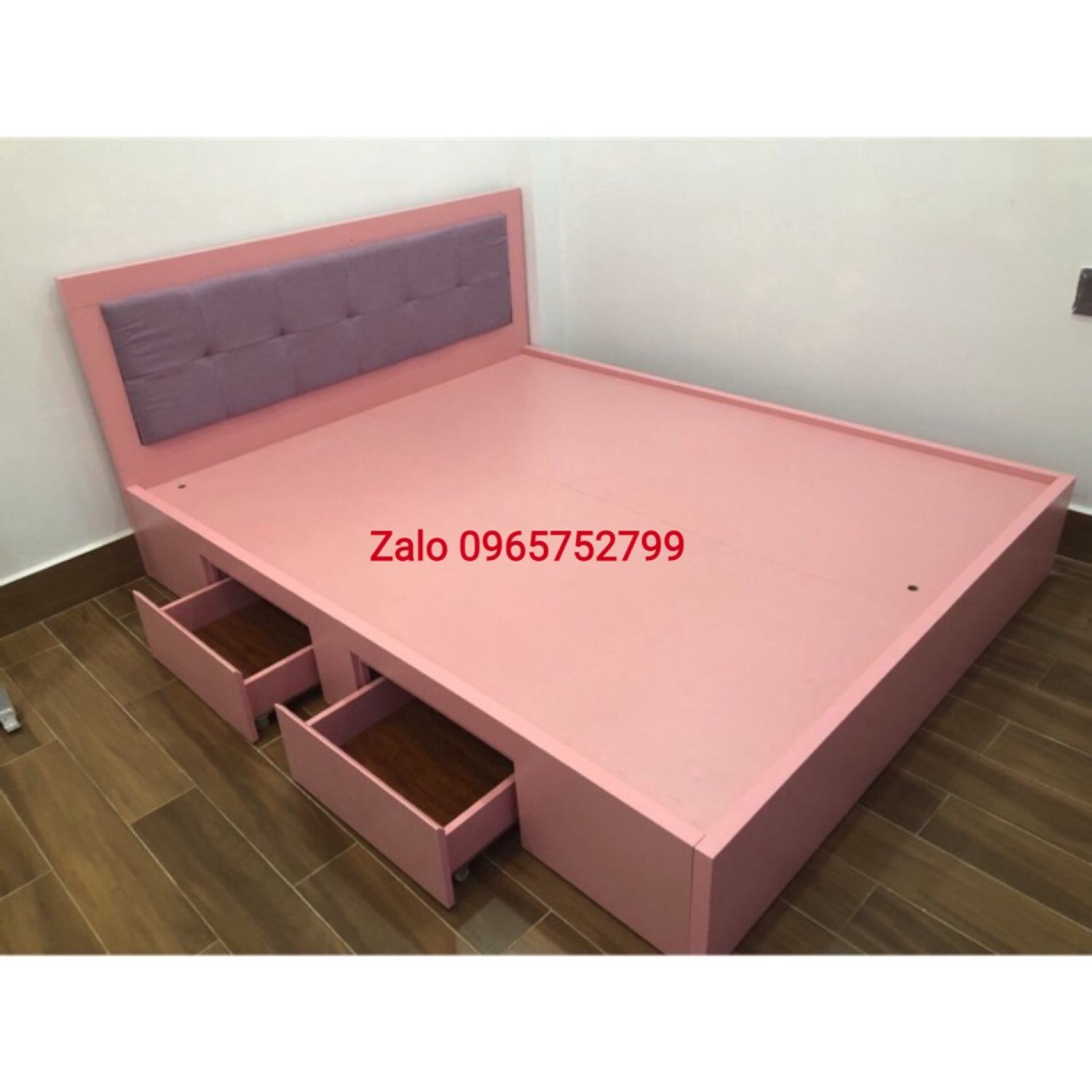Giường ngủ màu hồng 1m6x2m