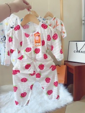 combo 5 bộ dài tay khuy cài trước vải cotton tre cho bé 4-14kg