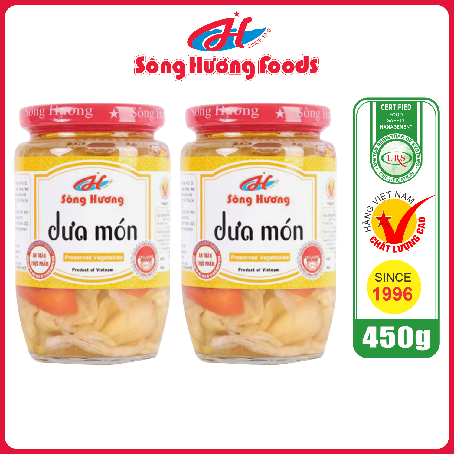 2 Hũ Dưa Món Sông Hương Foods Hũ 450g – Ăn kèm , bún , phở , mì tôm , thịt nướng , tốt tiêu hóa
