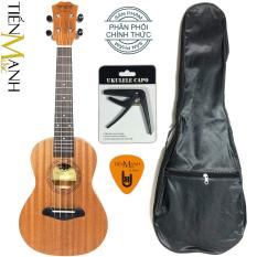 Combo Đàn Ukulele Concert BWS – Bao, Capo, Móng Gẩy – Hãng phân phối chính thức (Bảo trì trọn đời – Uku Gỗ Mahogany trơn cỡ trung 23 inch B-01 – Tặng Sách giáo trình học Ukulele online cơ bản dài 80 trang)
