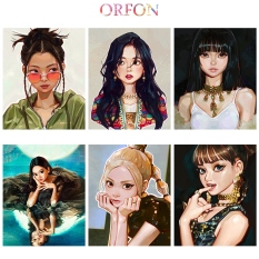 ⊙▨✁ Bộ Tranh Vải canvas Tự Tô Màu Theo Số DIY Hình Nhân Vật anime BLACKPINK