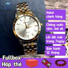[SIÊU KHUYẾN MẠI] TẶNG PIN DỰ PHÒNG 100K- Đồng hồ nam Halei HL502 – mặt trắng viền vàng, chống nước – tặng hộp, pin dự phòng