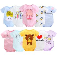 BODYSUIT CỘC TAY COTTON GIẤY CHO BÉ TRAI BÉ GÁI 2-15 tháng MẶC THOÁNG MÁT MÙA HÈ HÀNG QUẢNG CHÂU CAO CẤP (Body chip, Body ngắn tay, body cộc tay, áo liền quần cho bé) TTS210