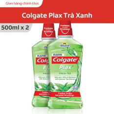 Bộ đôi Nước súc miệng Colgate diệt 99% vi khuẩn Plax trà xanh 500ml/chai