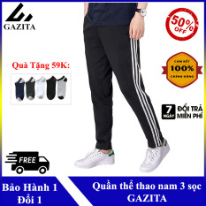 Quần jogger thể thao nam ba sọc trắng ống bó Gazita 112. Quần jogger nam mềm mịn, thấm hút mồ hôi, thoáng mát. Quần jogger thể thao nam thời trang Gazita hàng Việt Nam chất lượng cao