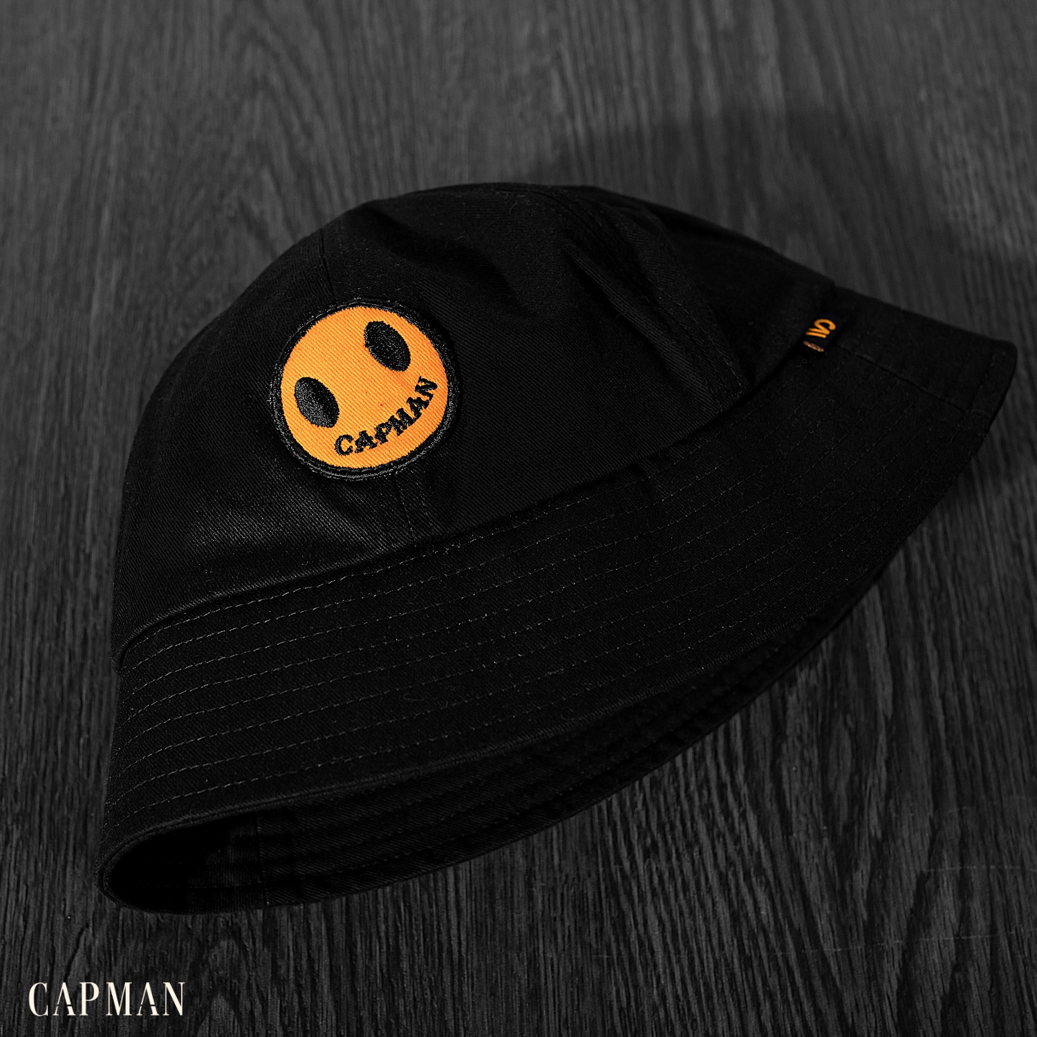Mũ bucket vành cụp CAPMAN màu đen CM90 mặt cười dành cho nam nữ