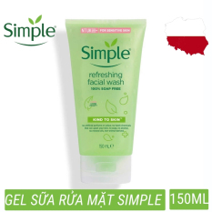 Sửa rửa mặt dạng gel simple refreshing facial wash nhẹ nhàng lấy sạch bụi bẩn trên da, cho da cảm giác mịn màng (150ml)