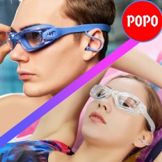 Kính bơi người lớn POPO 1940T kính bơi nữ, nam mắt kính trong có gắn nút bịt tai ngăn nước, chống tia UV, kiểu dáng thời trang