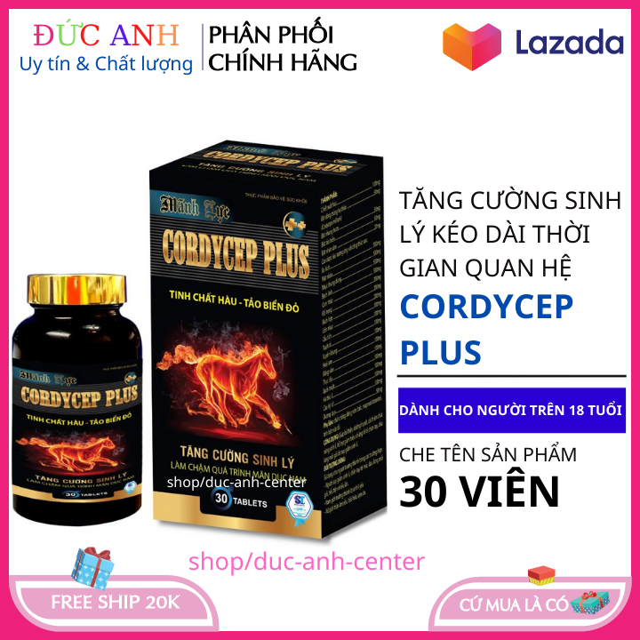 Tăng cường sinh lý nam Mãnh Lực Cordycep Plus tinh chất hàu tảo biển đỏ 30 viên