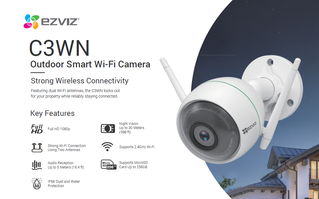 [HCM]Camera IP Wifi Ngoài Trời EZVIZ C3WN 1080P - Hãng Phân Phối Chính Thức