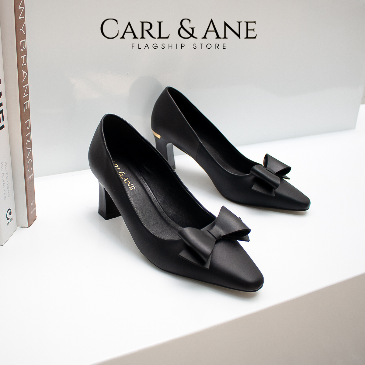 Carl & Ane - Giày cao gót bít mũi thời trang công sở màu đen _ CP011
