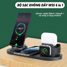 [SALE 50%]Sạc cảm ứng Sạc không dây iphone Sạc nhanh 6 trong 1 cho Apple Watch và Iphone Đế sạc đôi Samsung Oppo Bộ sạc không dây đa chức năng WS5 6 in 1 – Sạc nhanh đa cổng tiện lợi khi di chuyển an toàn
