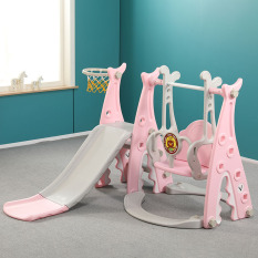 Bộ cầu trượt tặng xích đu bóng rổ mẫu tiêu chuẩn- cầu trượt xích đu 2in 1 – cầu trượt xích đu 2in 1