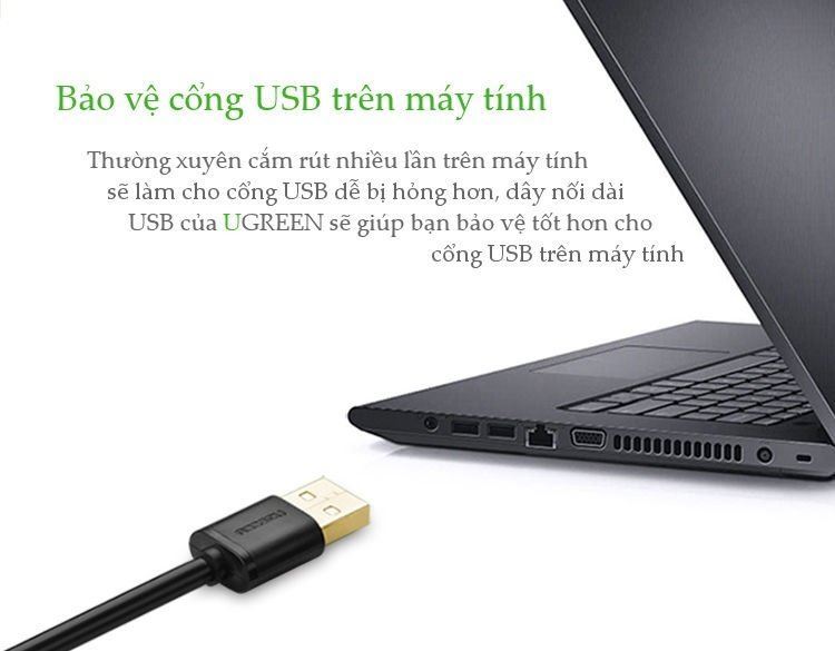 Cáp USB 2.0 nối dài chính hãng Ugreen US103 cao cấp